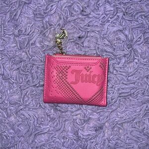 Juicy Couture Vibrant Pink Card Holder with Silver Charm
